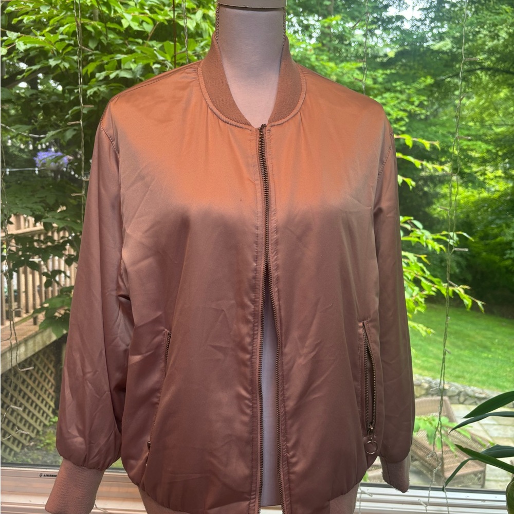Zara Satin Rose Pink Bomber Jacket